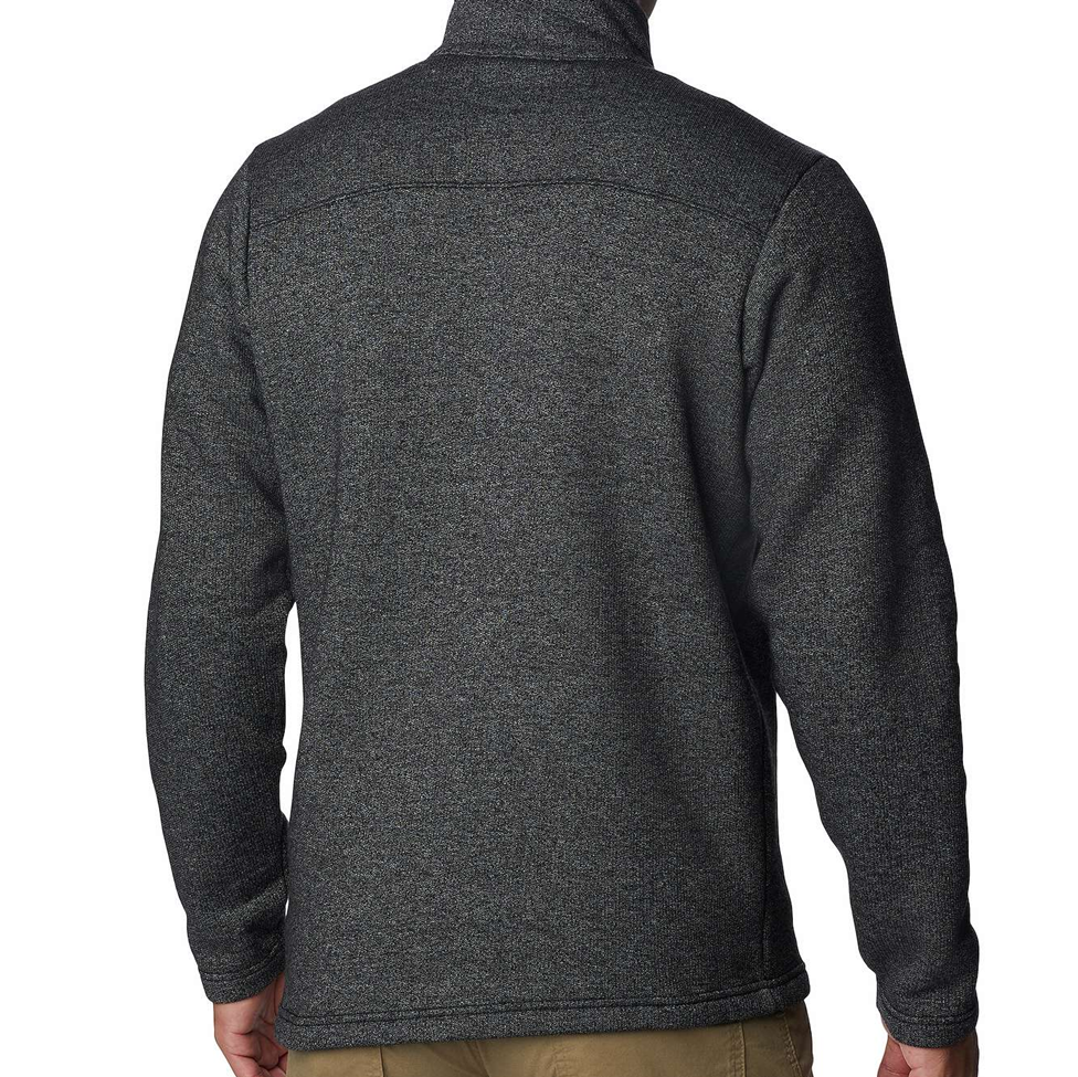 Dark gray fleece jacket on a white background