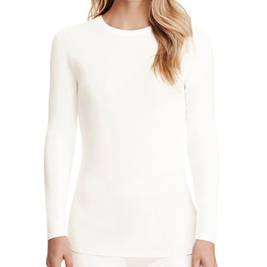 White long-sleeve dress worn by a person on a white background