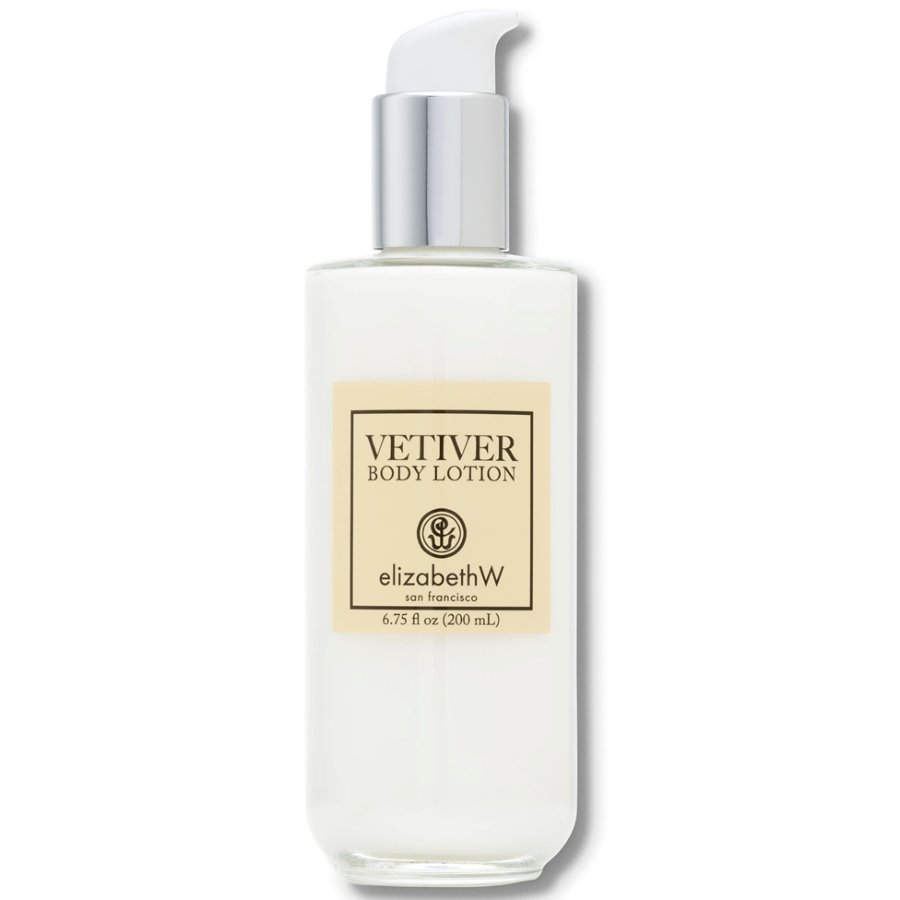 Body lotion bottle with 'Vetiver' label on a white background