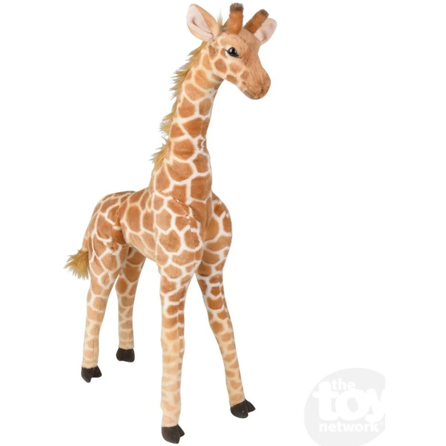 Plush giraffe toy on a white background