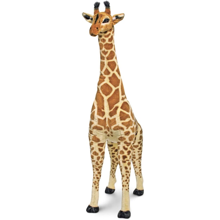 Plush giraffe toy on a white background