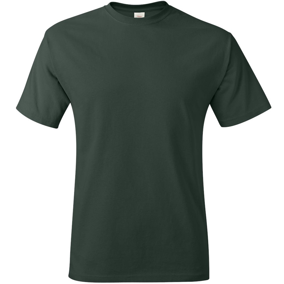Plain dark green t-shirt on a white background