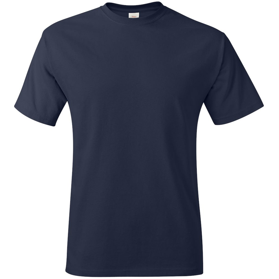 Navy blue t-shirt on a white background