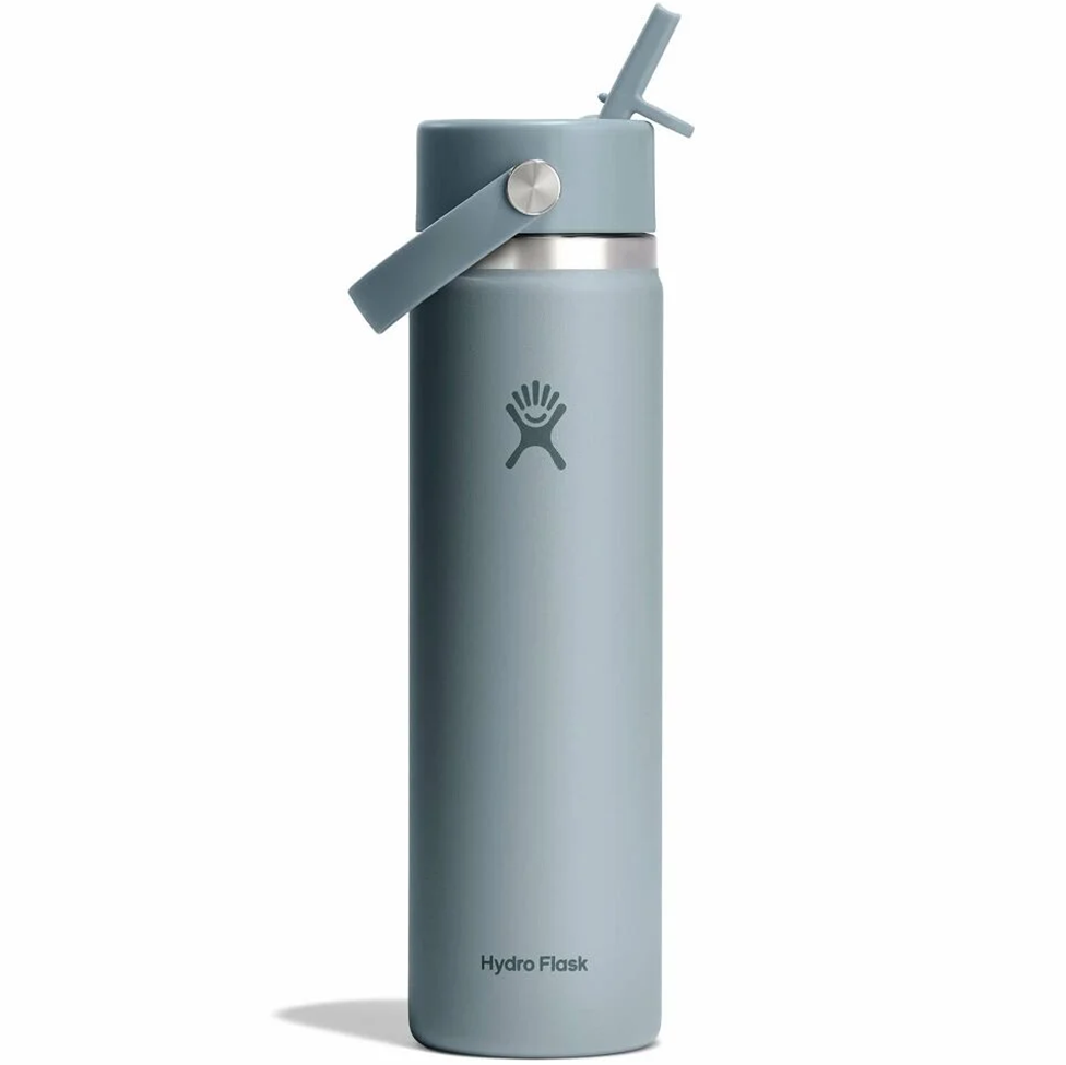 Hydro Flask water bottle with straw lid on a white background