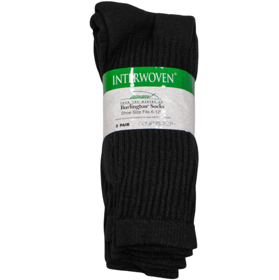 Pack of black socks with a visible brand label on a white background