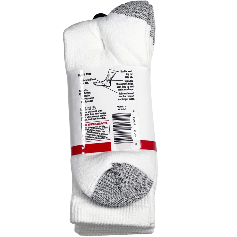 White sock with gray toe and heel in packaging on a white background