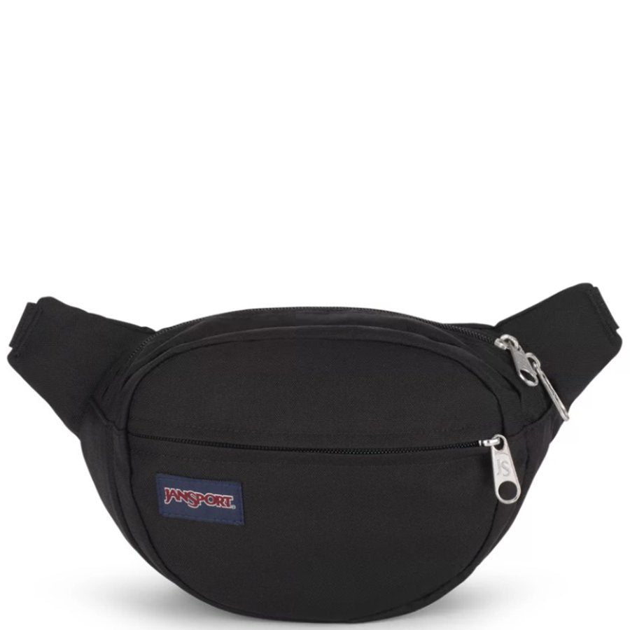 Black Jansport waist bag with a visible brand logo on a white background