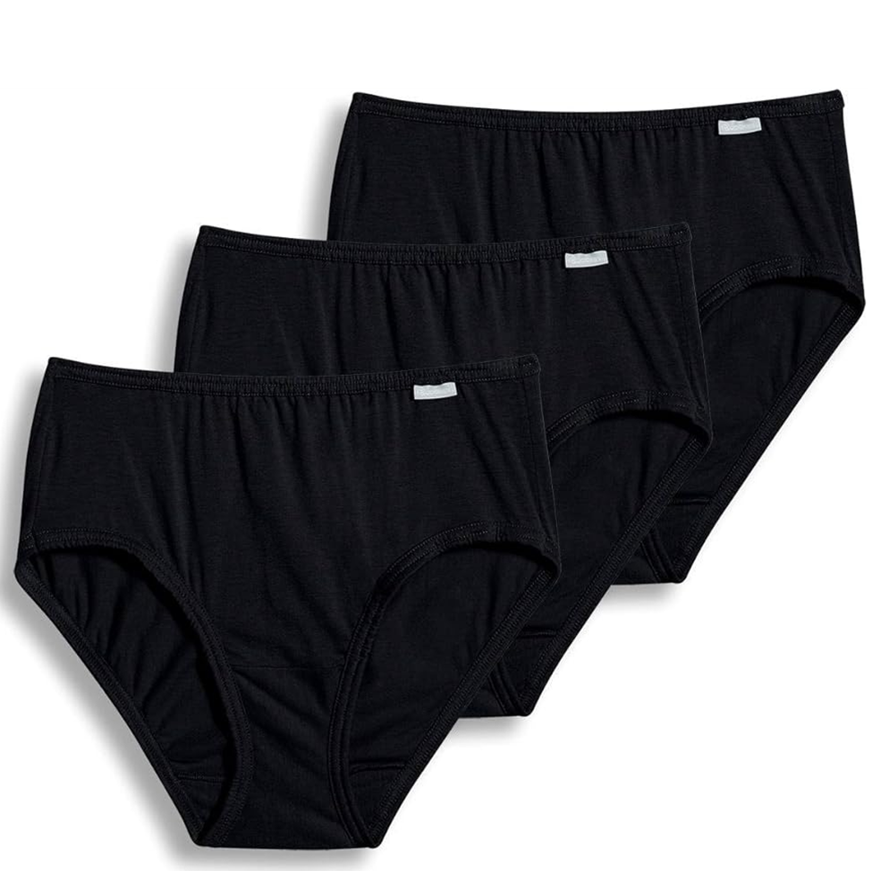 Three pairs of black men's underwear on a white background
