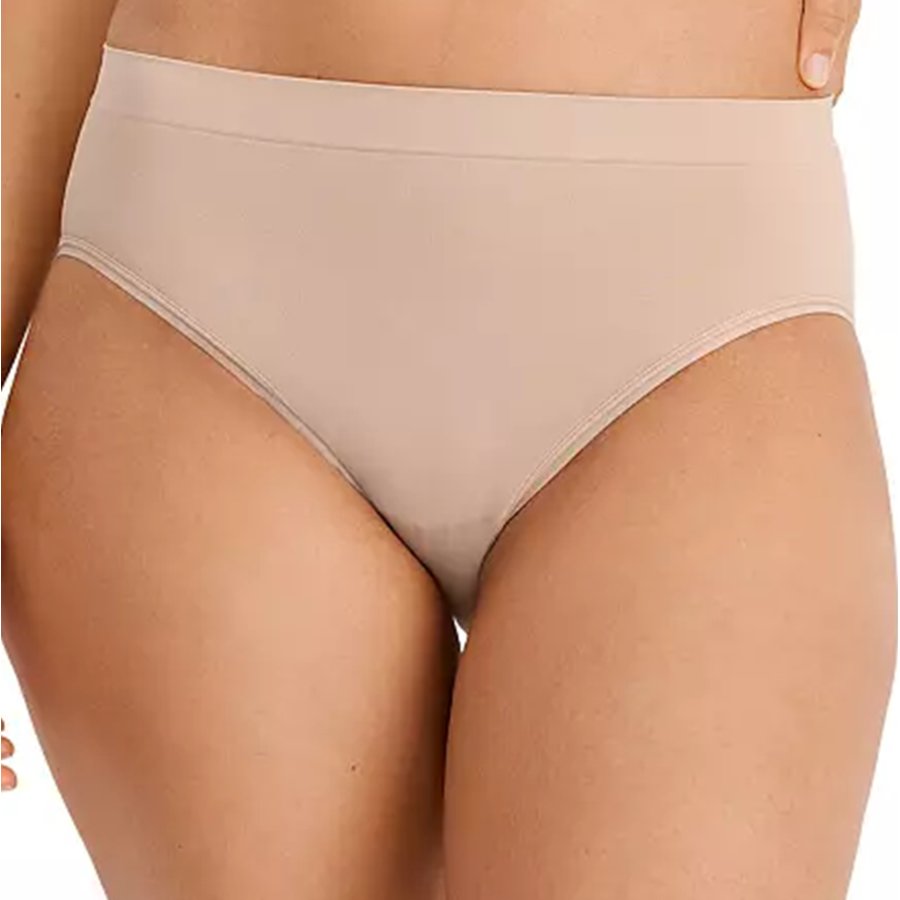 Beige high-waisted underwear on a white background