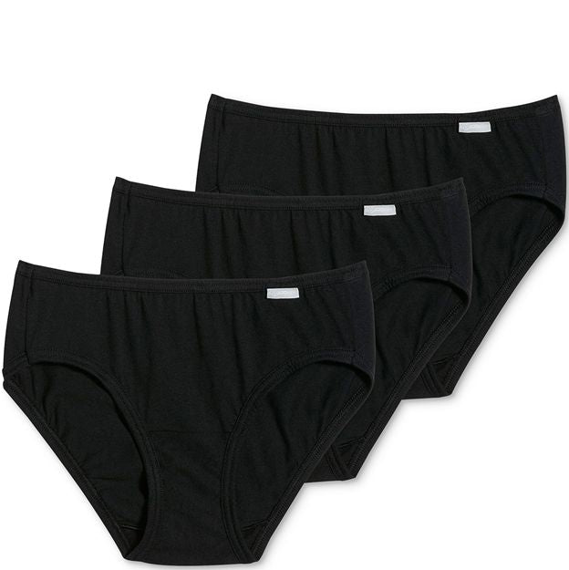 Three pairs of black women's underwear on a white background