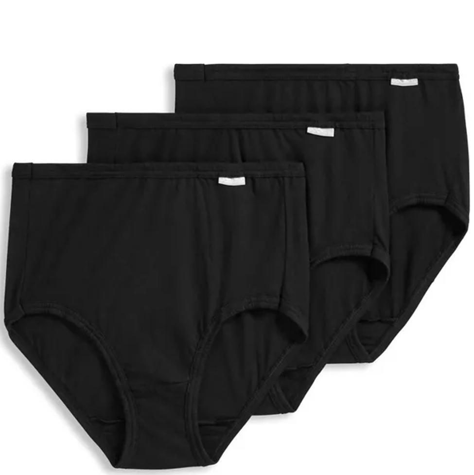 Three pairs of black women's underwear on a white background