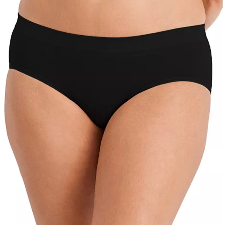 Black high-waisted bikini bottom on a white background