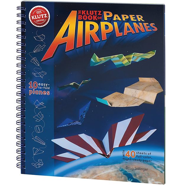 Klutz Book of Paper Airplanes with colorful paper airplanes on a blue cover