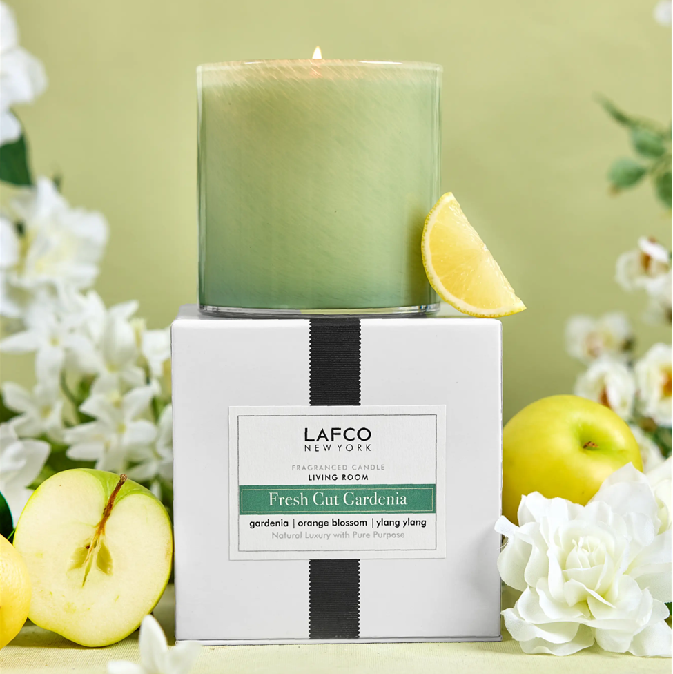 LAFCO Hand Blown Glass Candle 15.5 oz - Fresh Cut Gardenia