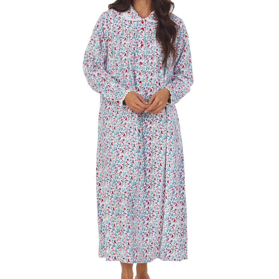 Floral patterned nightgown on a white background