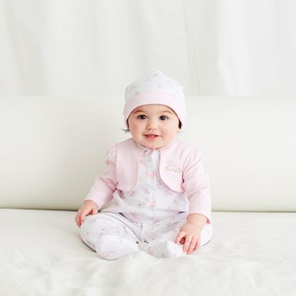 Infant Girl LITTLE ME Footed Sleeper & Hat Set - Bunnies