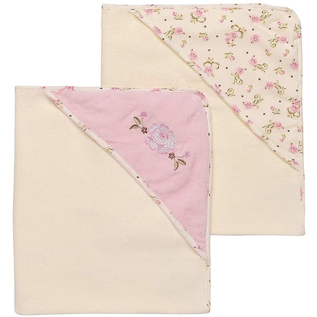 Two baby blankets with floral patterns on a white background
