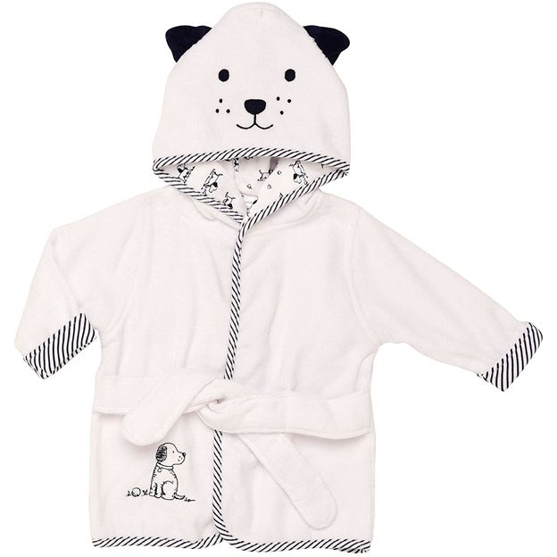 Hooded Velour Towel with Puppy pattern on white background