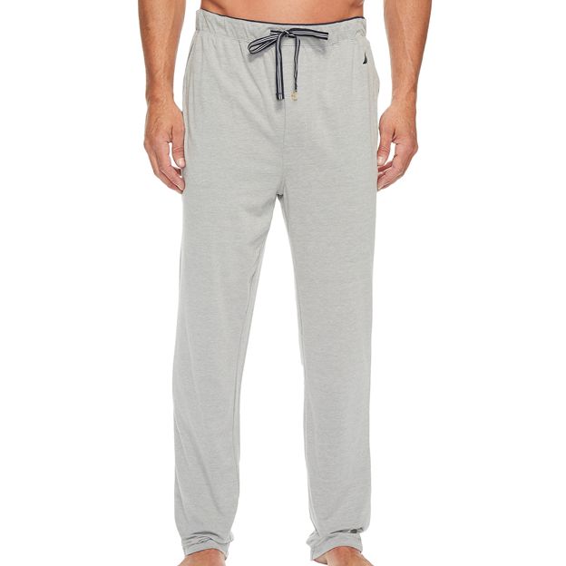 Gray sweatpants with a drawstring on a white background