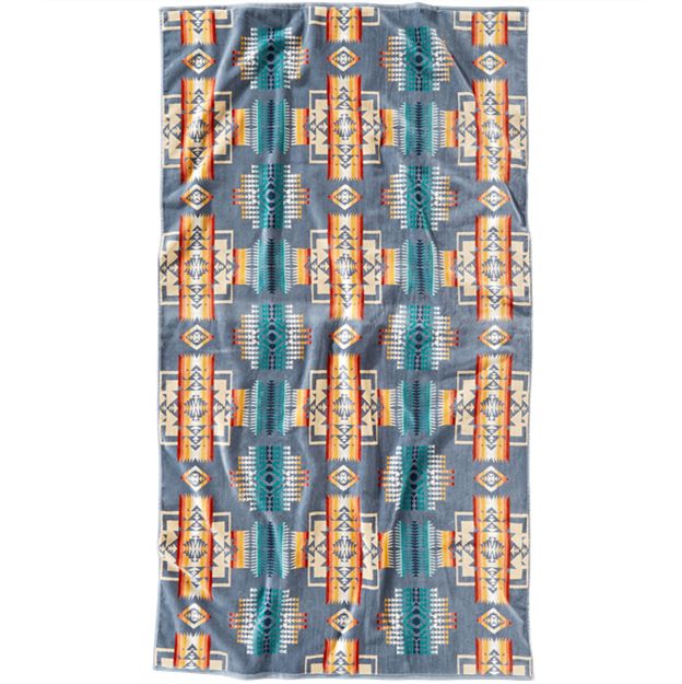Towel with geometric pattern on a white background