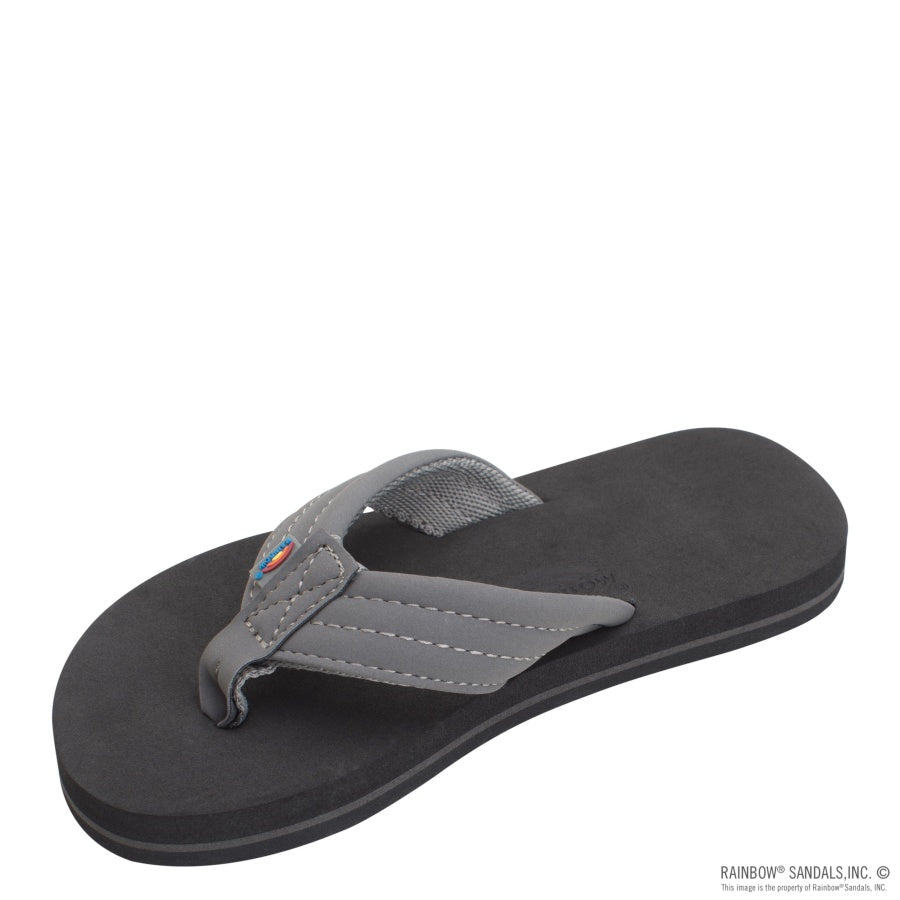 Gray sandal with a black sole on a white background