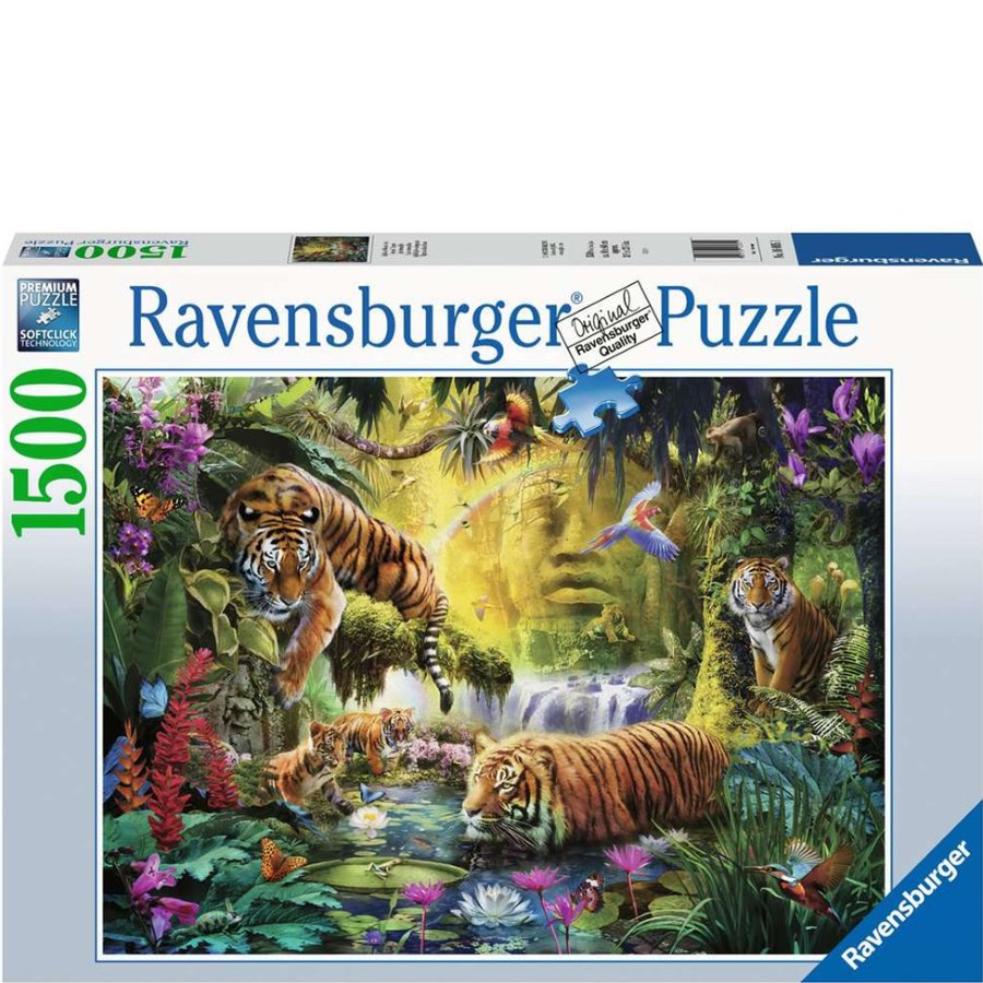 Ravensburger puzzle box with tigers in a jungle scene