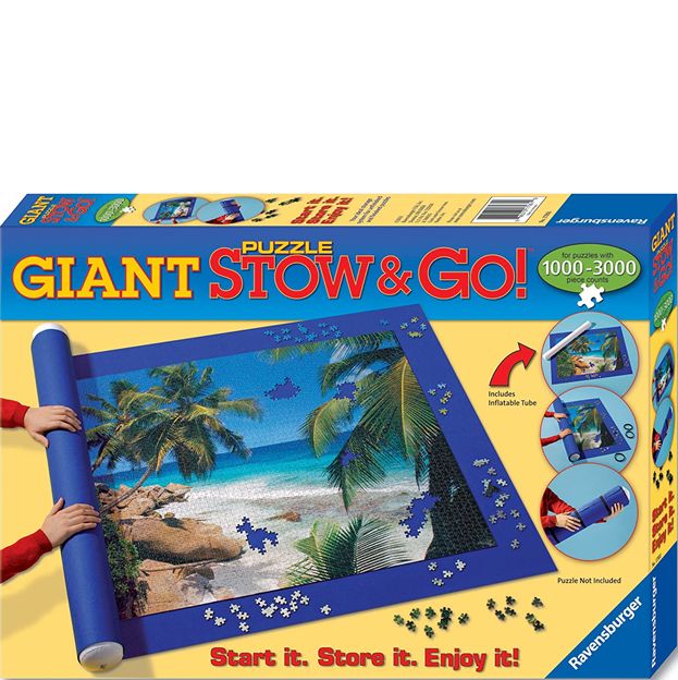 Giant Stow & Go puzzle packaging with beach scene illustration