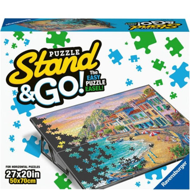 Puzzle Stand & Go packaging with a puzzle on an easel, featuring Ravensburger branding.