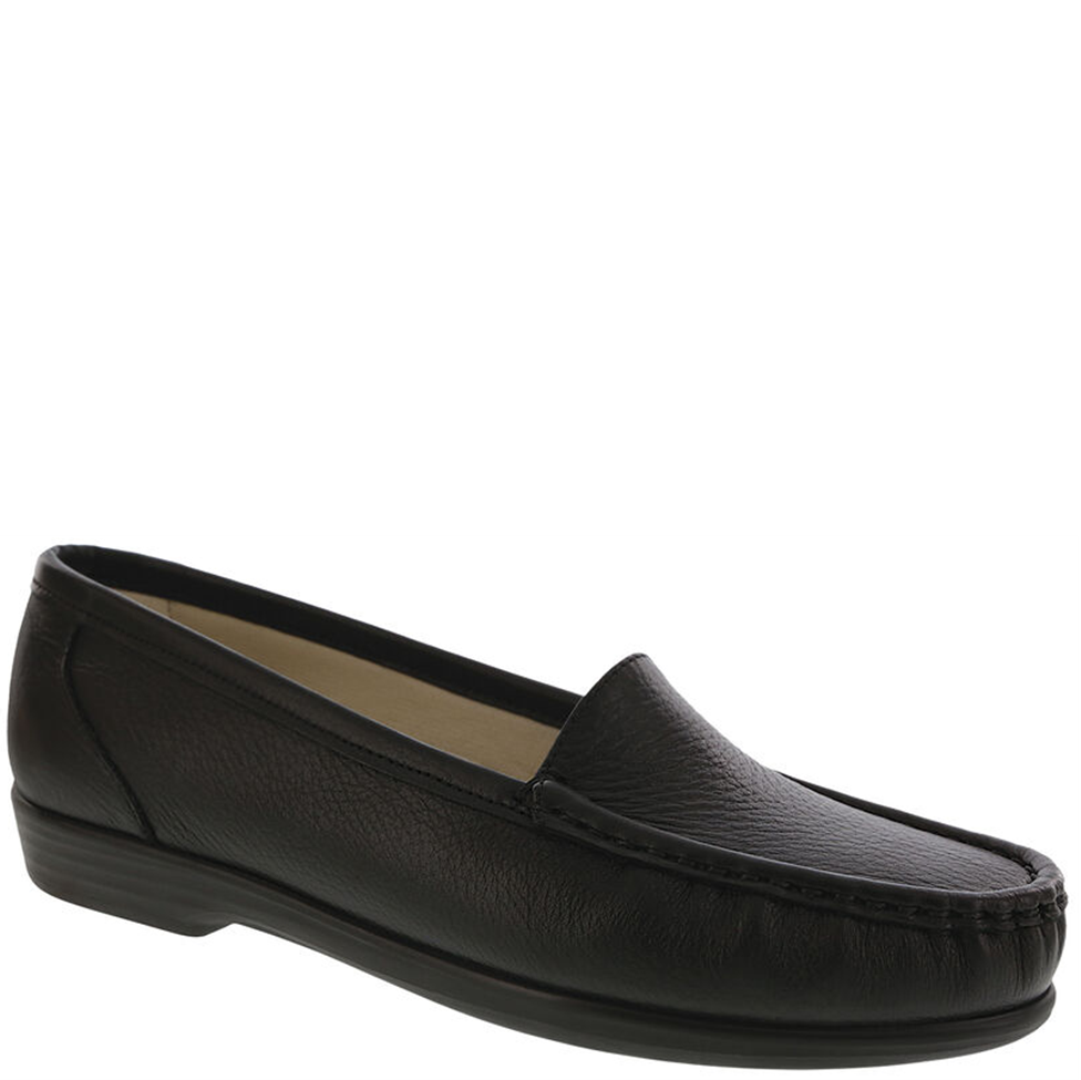 Black loafer shoe on a white background