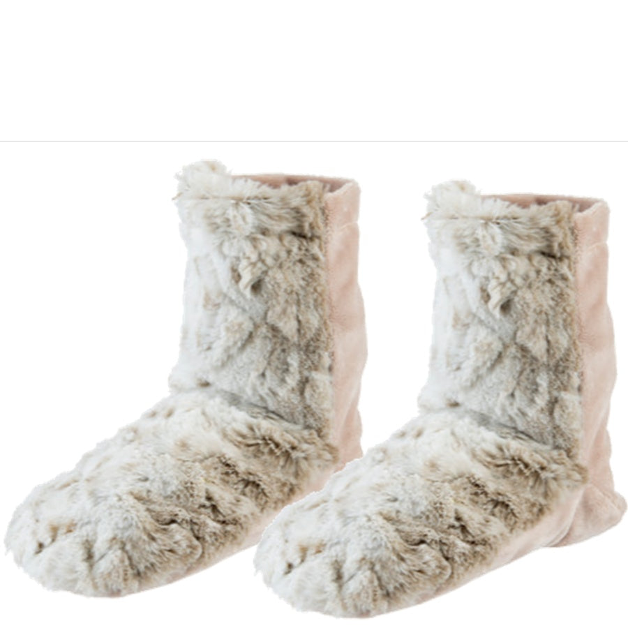 Pair of fluffy socks on a white background