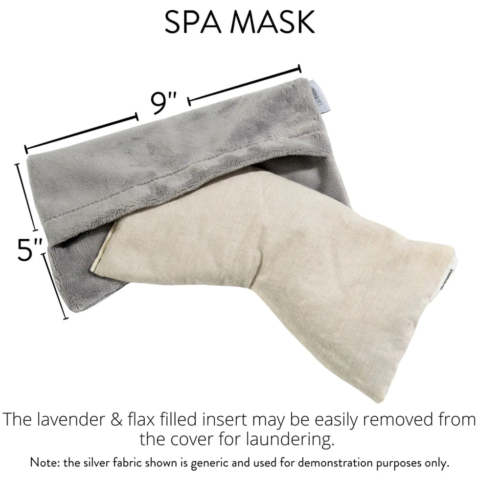 Spa mask with dimensions labeled on a white background