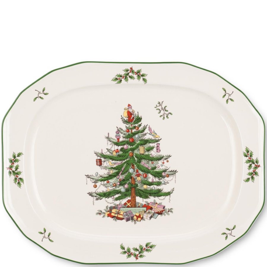 Decorative plate with a Christmas tree design on a white background