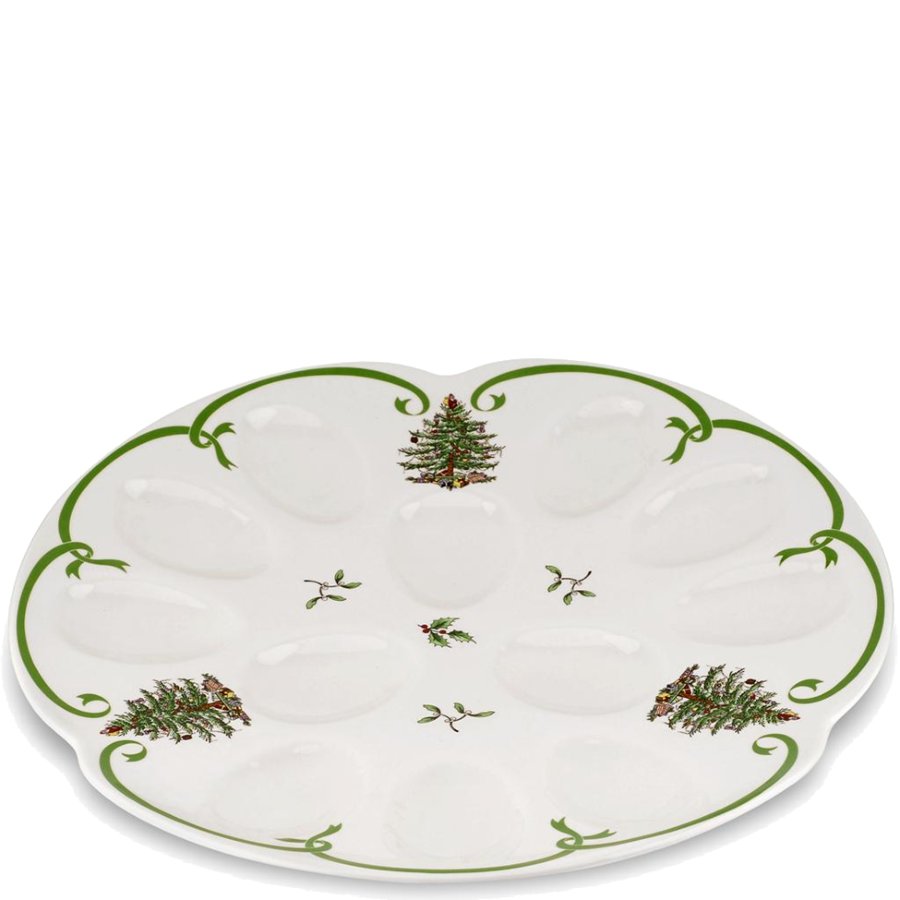 Decorative plate with Christmas tree design on a white background