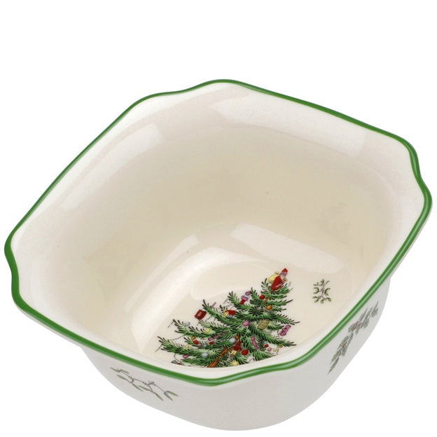Decorative ceramic bowl with Christmas tree design on a white background