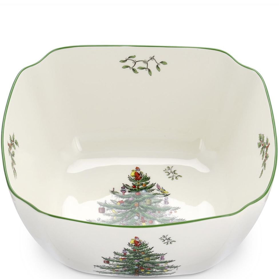 Decorative ceramic bowl with Christmas tree design on a white background