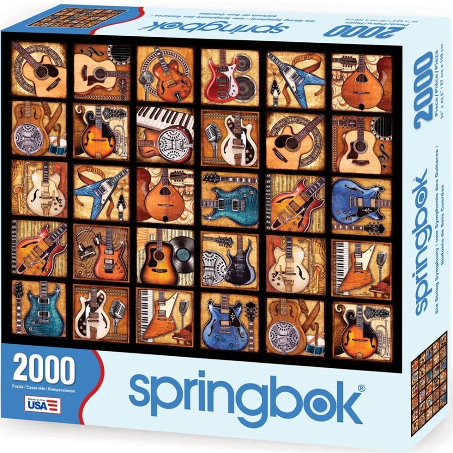 Springbook 2000-piece puzzle box featuring images of guitars and keyboards.