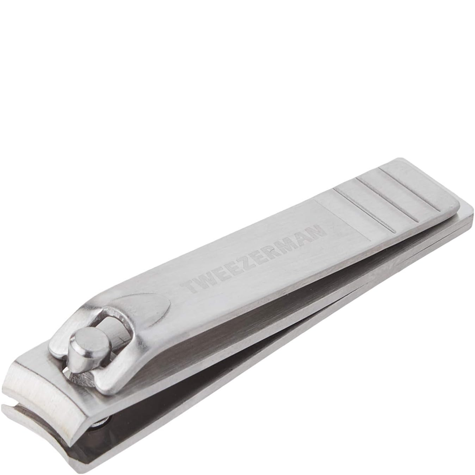 Metallic nail clipper on a white background