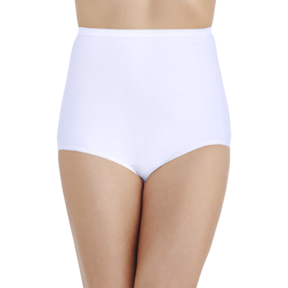White high-waisted underwear on a mannequin against a white background
