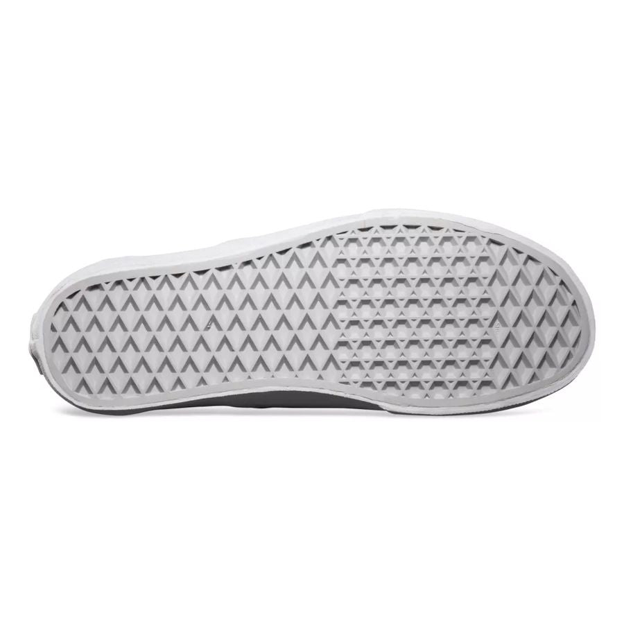 Close-up of a shoe sole with a geometric pattern on a white background