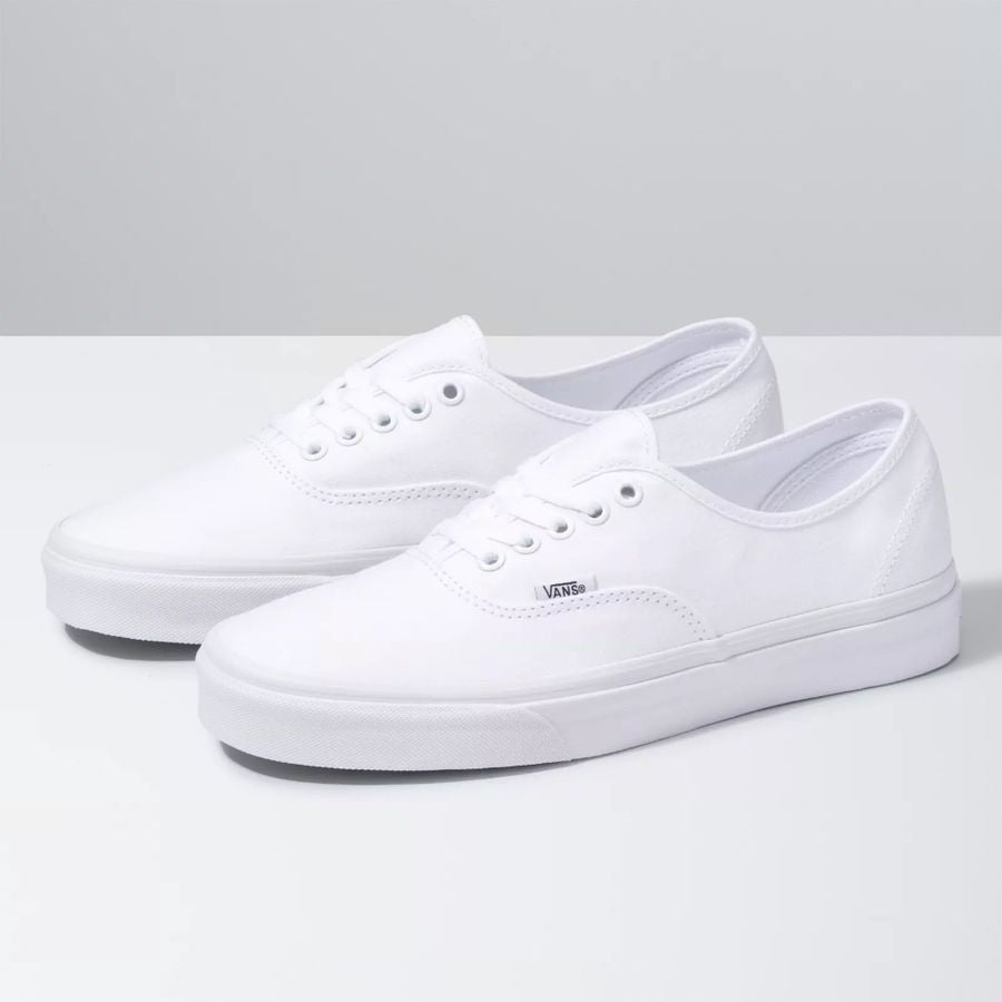 White sneakers on a light gray background