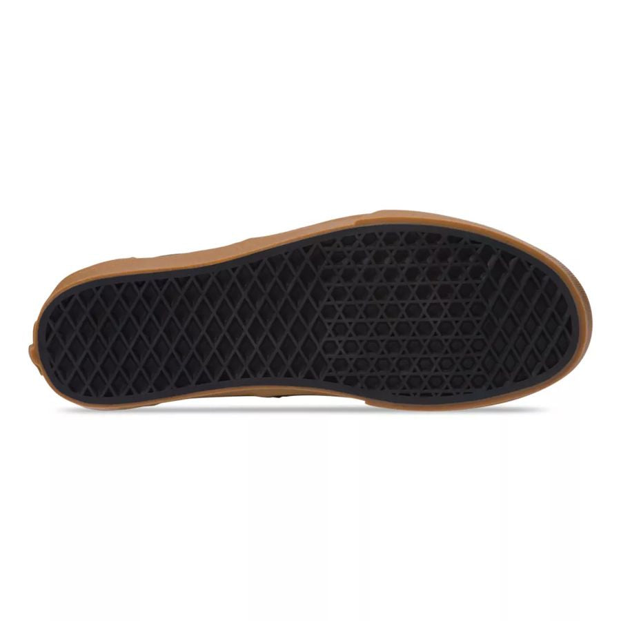 Black sole of a shoe with brown border on a white background