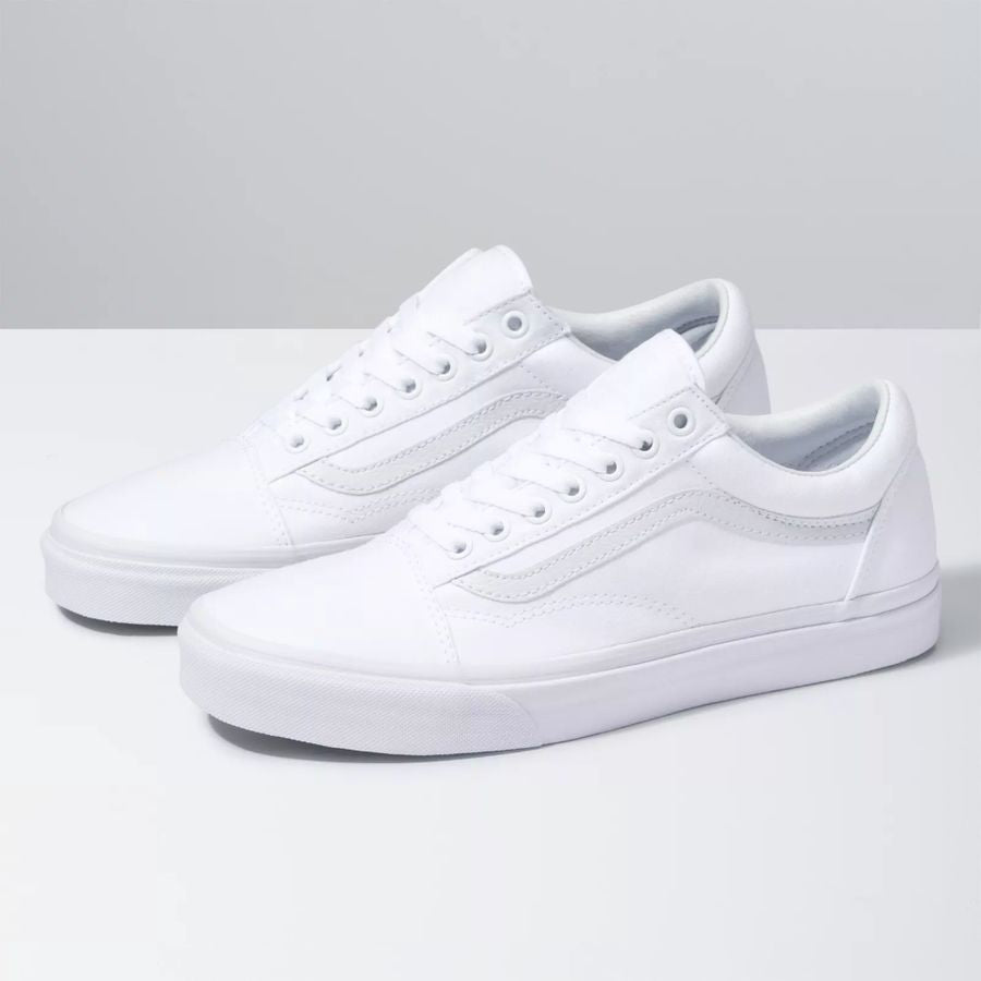 White sneakers on a light gray background