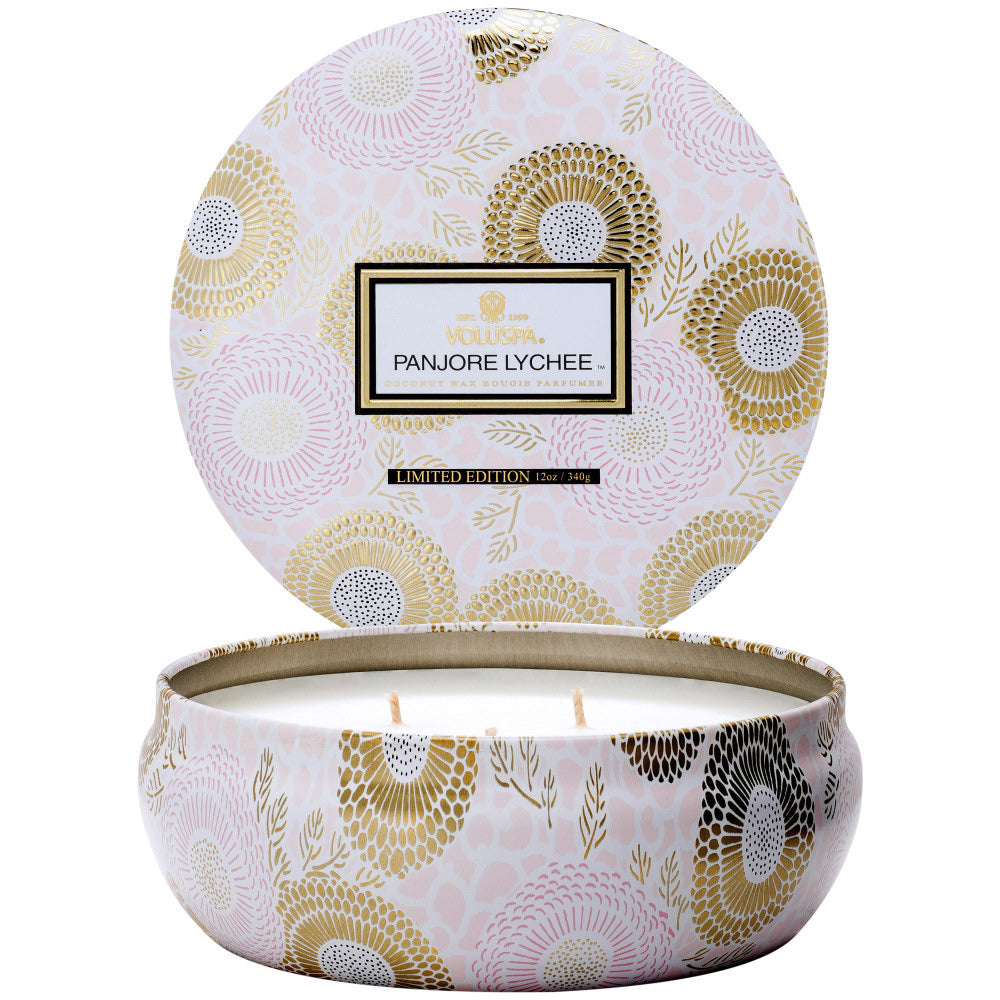 VOLUSPA Panjore Lychee Round Tin Candle