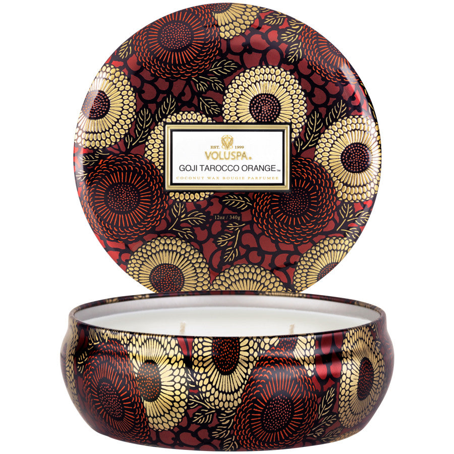 VOLUSPA Goji Tarocco Orange Round Tin Candle