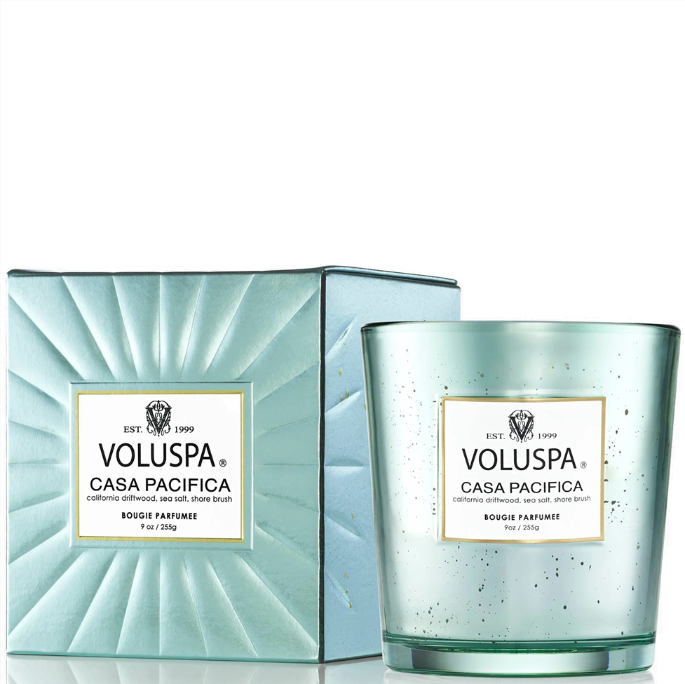 Voluspa Casa Pacifica candle and packaging on a white background