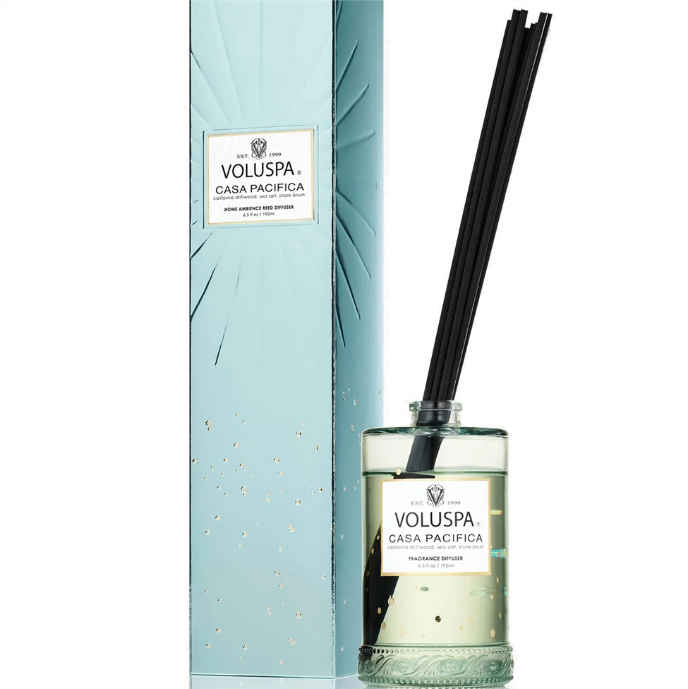 Voluspa Casa Pacifica diffuser with packaging on a white background