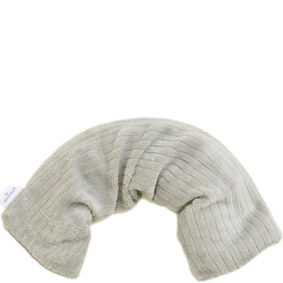 Gray textured neck pillow on a white background