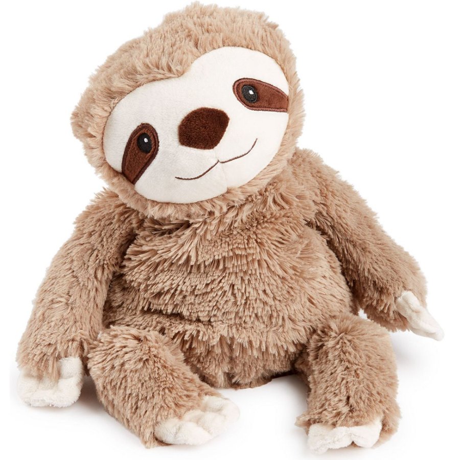 Plush toy sloth on a white background