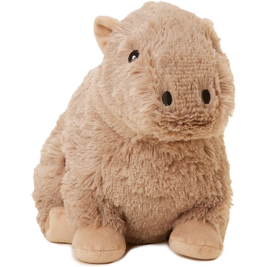 Plush toy hippo on a white background