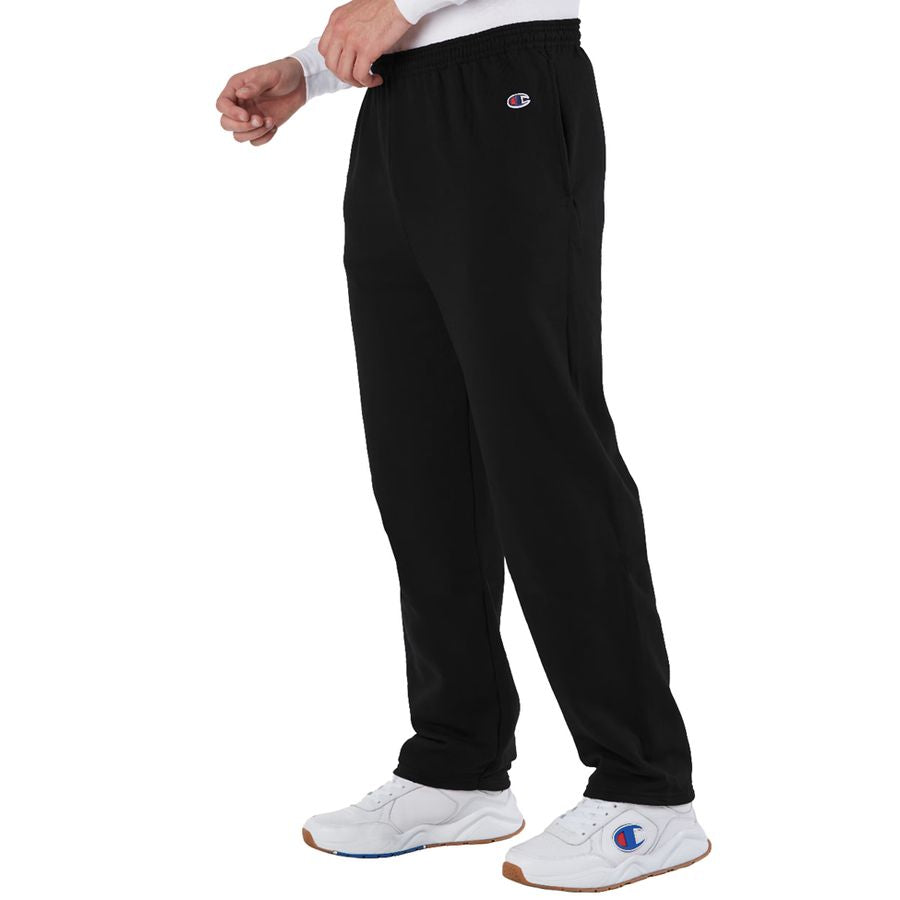 Navy sweatpants with a brand logo on a white background